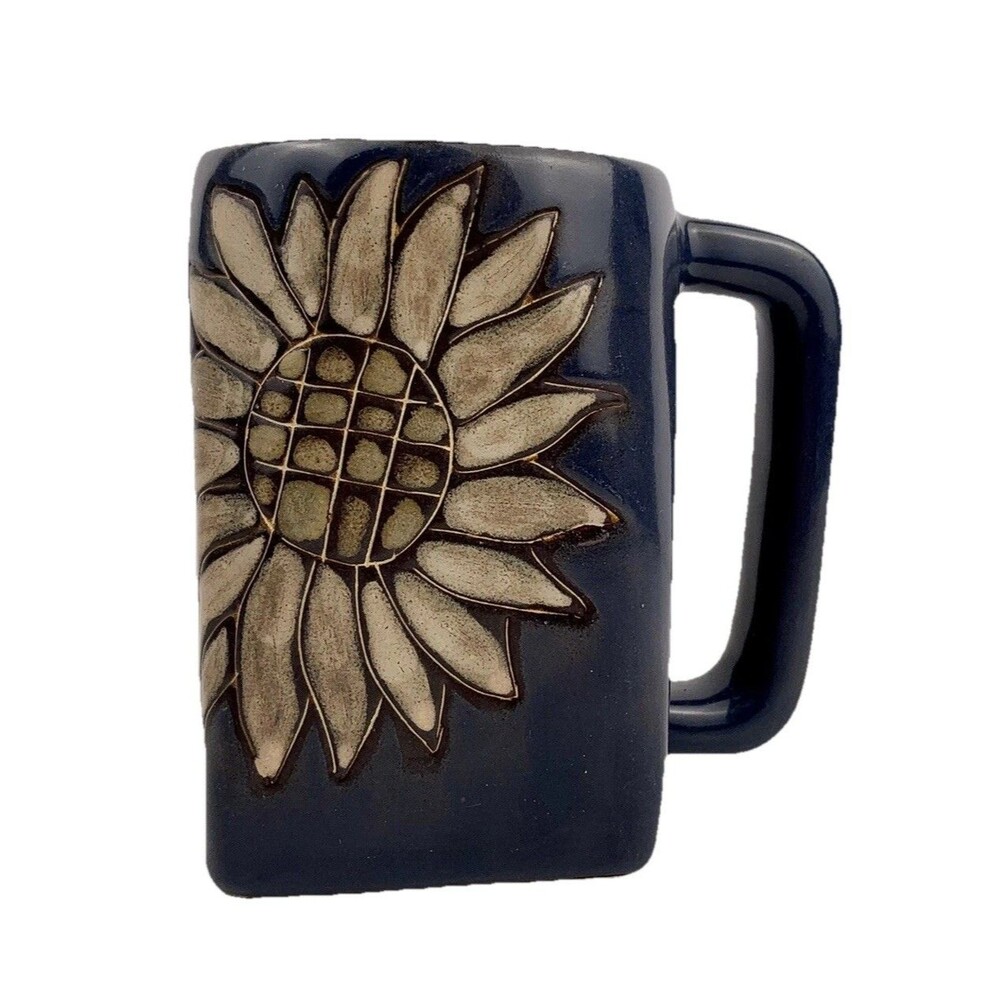 Design by Mara Mexico Large Coffee Mug Mexican Art Pottery Large Sunflower